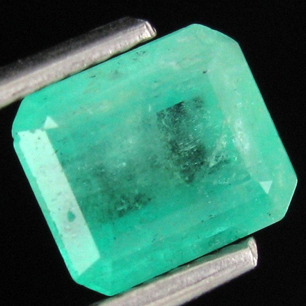 1.59ct Colombian Emerald Appraised $11k: Excellent green colored specimen emerald cut; lab quality evaluation 6; treatment as noted; Gem Guide wholesale $1590-$2385; full retail appraisal $10732; full lab evaluation available