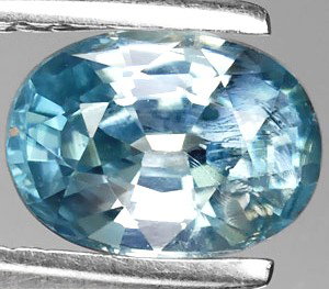 1.38ct Top Oval Cut Sky Blue Zircon: VERY RARE Cambodian Zircon top grade; RARE COLOR