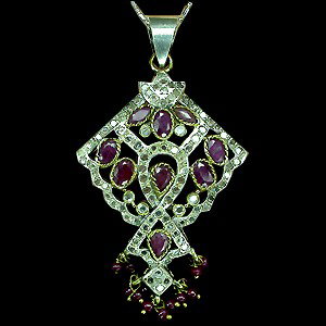 61ct Vintage Rich Red Ruby & Cz Sterling Pendant: Excellent well-crafted piece