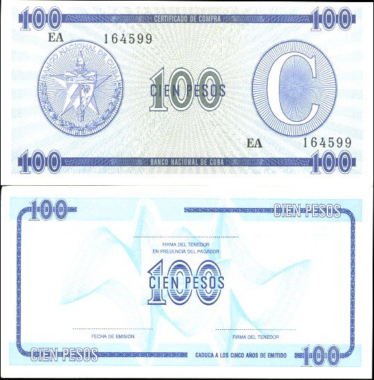 1980 Cuba 100P Crisp Unc Foreign Exch. Note Ser : Scarce crisp unc high BV