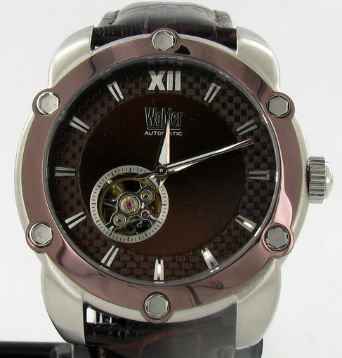 New Wohler Mens Visible Balance Sport Watch: Brand New Wohler men's stylish sport style watch in excellent new condition with seconds dial; stainless case and leather band; box and papers; retail $1695