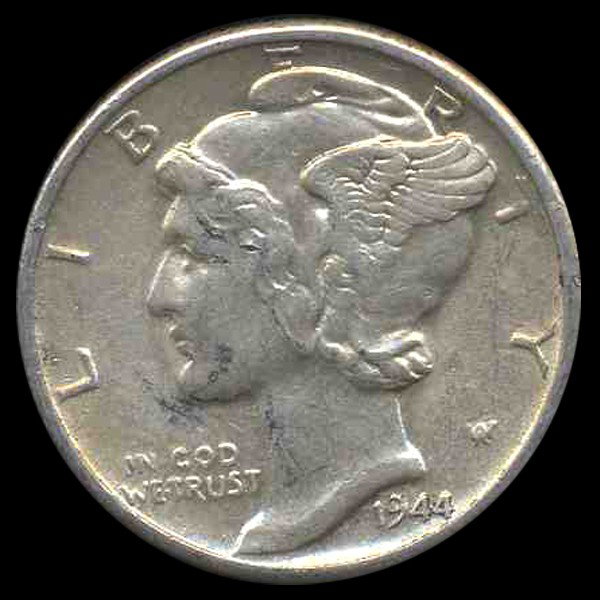 1944D Mercury Dime AU+ ERROR: Scarce doubled obverse hi grade almost FB