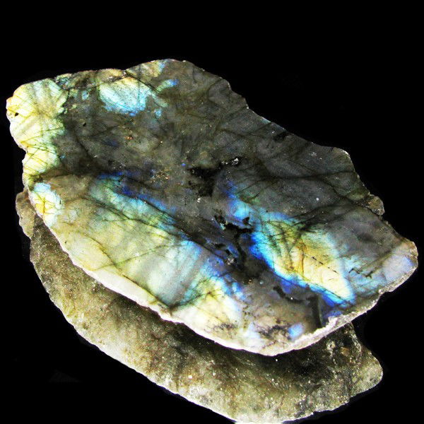 204.15ct Labradorite Polished Slab Peacock Colors: Excellent hi-grade piece; ready for final cutting