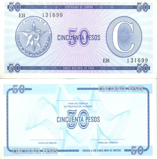 1980 Cuba 50p Foreign Exchp Crisp Unc RARE Ser C: Scarce crisp unc high BV