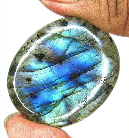 46ct Huge Lustorus Raiinbow Labradorite Gem: Rare natural stone with treatment; well colored with excellent light pattern