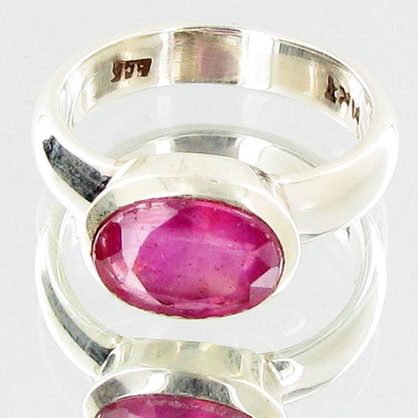 31.9ctw Mozambique Ruby Sterling Ring: Excellent well crafted piece; stone well cut/colored with treatment