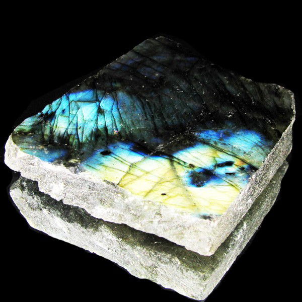 398.00ct Labradorite Polished Slab Peacock Colors: Excellent hi-grade piece; ready for final cutting