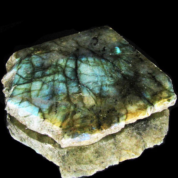256.60ct Labradorite Polished Slab Peacock Colors: Excellent hi-grade piece; ready for final cutting