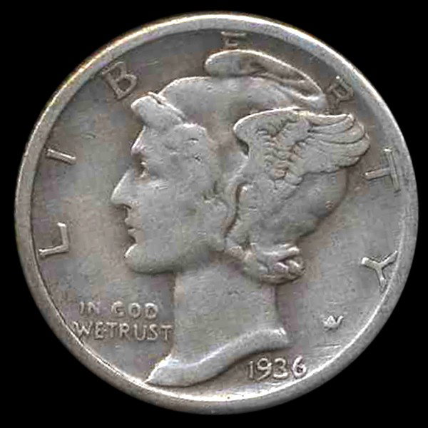 1935D Mercury Dime Hi Grade ERROR: Nicevf/xf with wildly tilted mintmark