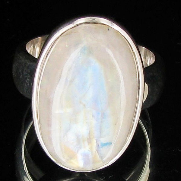 51.26ctw Moonstone Sterling Ring: Excellent well crafted piece; stone well cut/colored with treatment