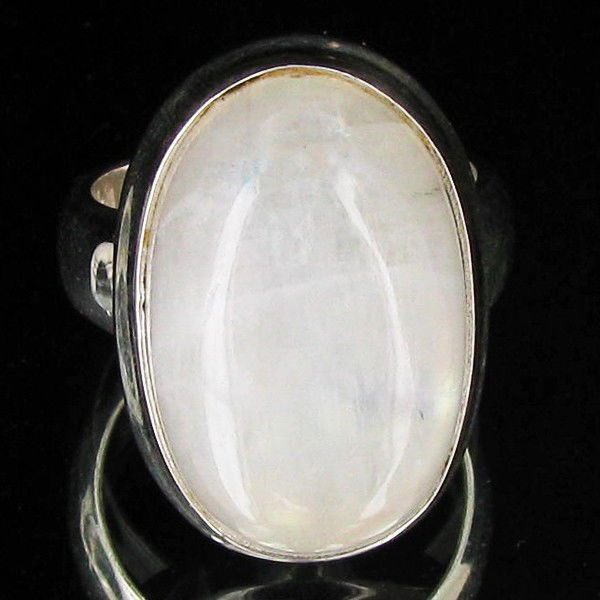 63.98ctw Moonstone Sterling Ring: Excellent well crafted piece; stone well cut/colored with treatment