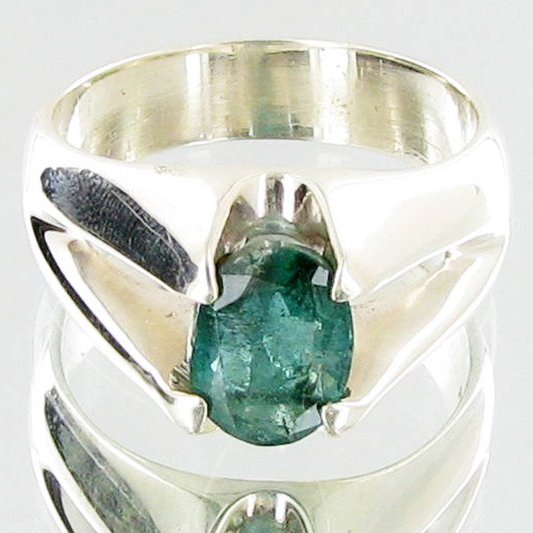 35.49ctw Colombian Emerald Sterling Ring: Excellent well crafted piece; stone well cut/colored with treatment