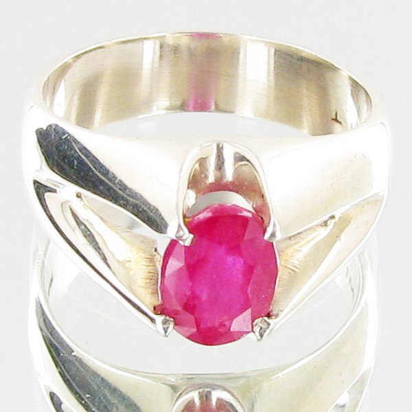 34.9ctw Mozambique Ruby Sterling Ring: Excellent well crafted piece; stone well cut/colored with treatment