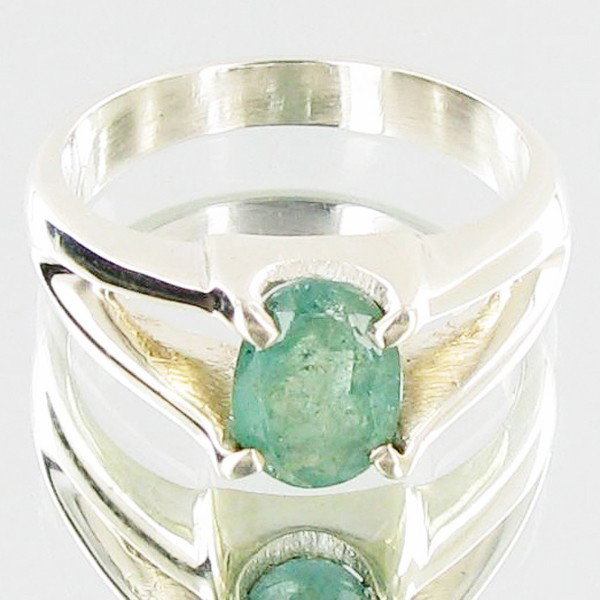 23.92ctw Colombian Emerald Sterling Ring: Excellent well crafted piece; stone well cut/colored with treatment