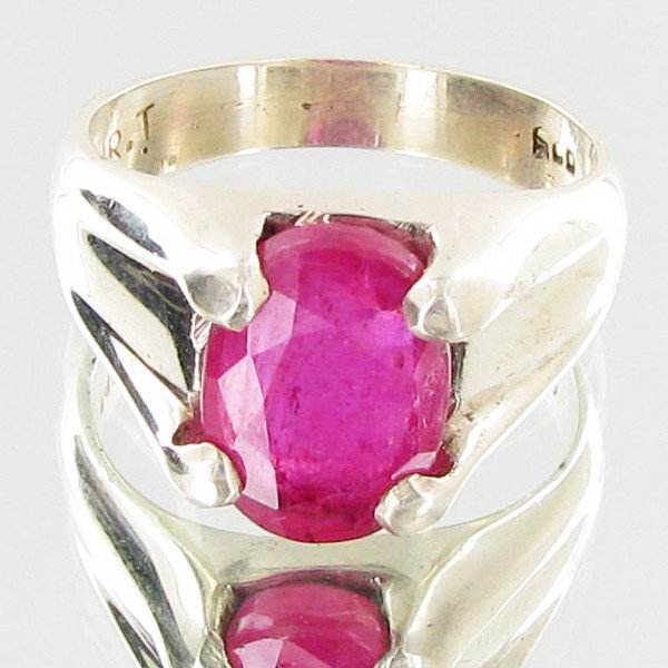 41.49ctw Mozambique Ruby Sterling Ring: Excellent well crafted piece; stone well cut/colored with treatment