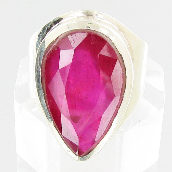 59.56ctw Mozambique Ruby Sterling Ring: Excellent well crafted piece; stone well cut/colored with treatment