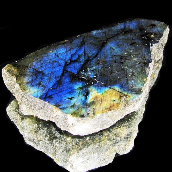 305.80ct Labradorite Polished Slab Peacock Color: Excellent hi-grade piece; ready for final cutting