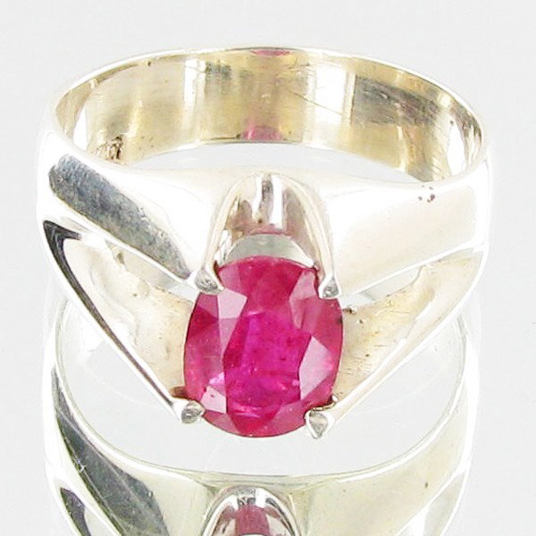 34.15ctw Mozambique Ruby Sterling Ring: Excellent well crafted piece; stone well cut/colored with treatment