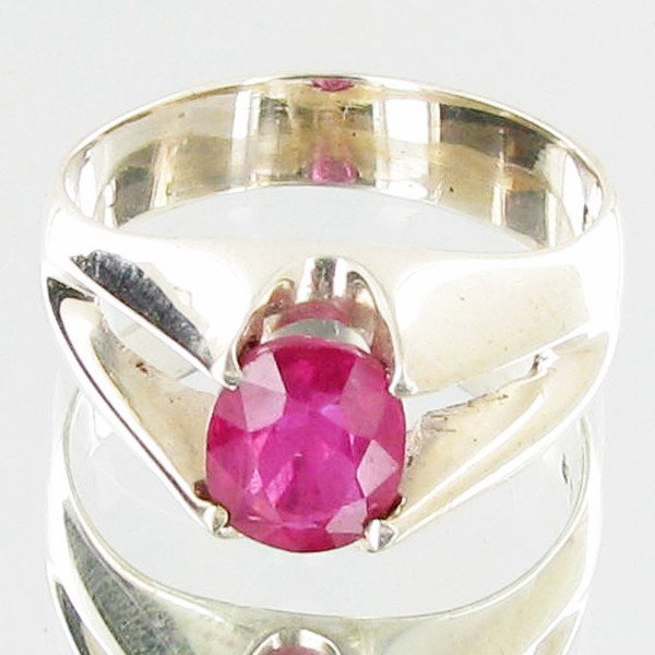 27.46ctw Mozambique Ruby Sterling Ring: Excellent well crafted piece; stone well cut/colored with treatment