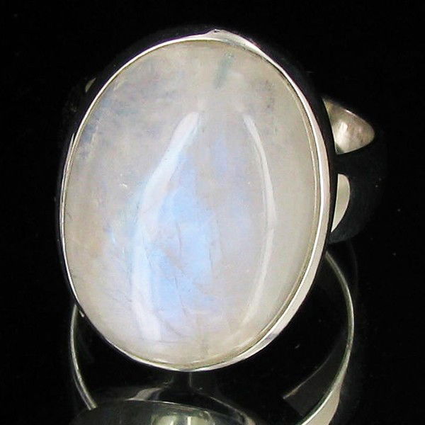 49.36ctw Moonstone Sterling Ring: Excellent well crafted piece; stone well cut/colored with treatment