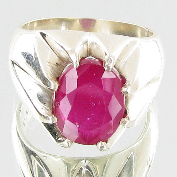 74.13ctw Mozambique Ruby Sterling Ring: Excellent well crafted piece; stone well cut/colored with treatment