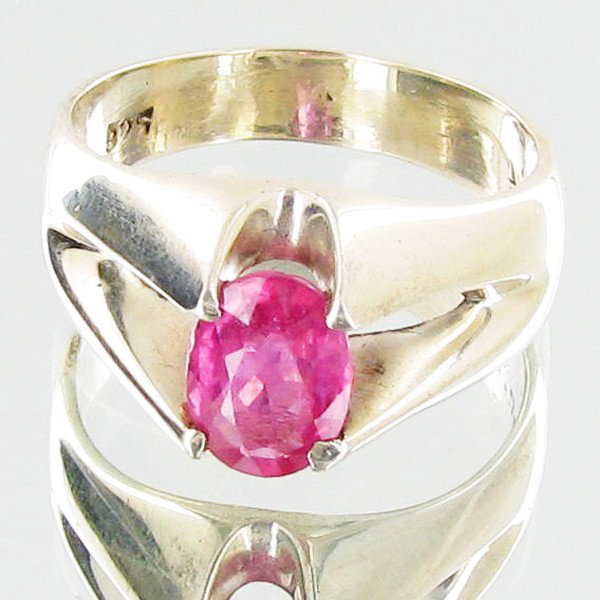 37.46ctw Mozambique Ruby Sterling Ring: Excellent well crafted piece; stone well cut/colored with treatment