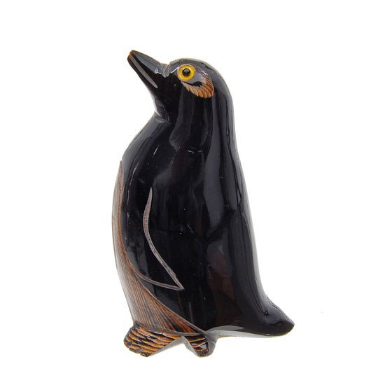 Handcarved Water Buffalo Horn Penguin Netsuke: Excellent handcarved piece of rare water buffalo horn; $115 retail