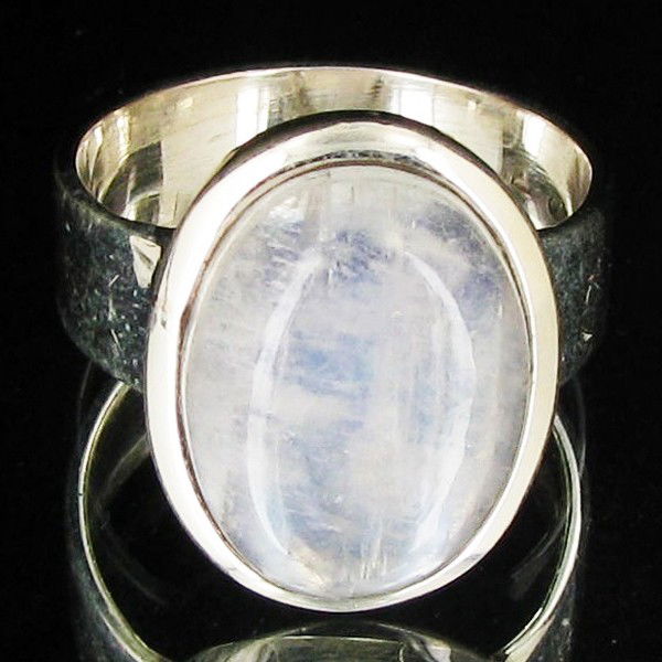 42.28ctw Moonstone Sterling Ring: Excellent well crafted piece; stone well cut/colored with treatment