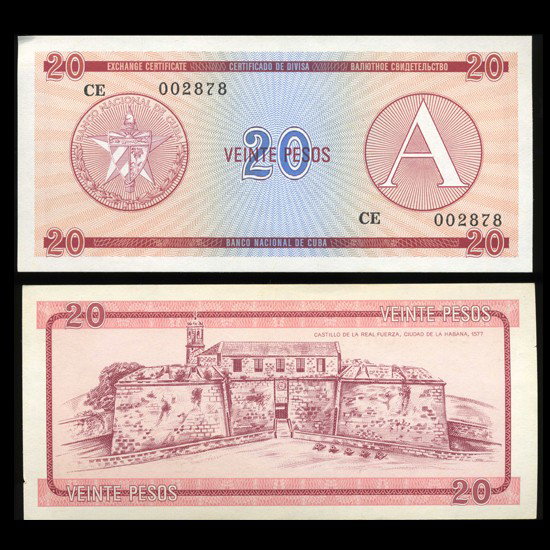 1985 Cuba 20p Foreign Exch Crisp Unc RARE Ser A: RARE high grade issue