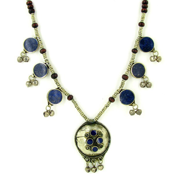 Tibet Lapis Nickel Pendant Choker Necklace: Excellent hand carved piece