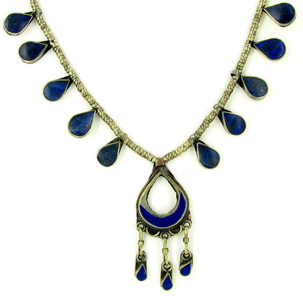 Tibet Lapis Nickel Pendant Choker Necklace: Excellent hand carved piece