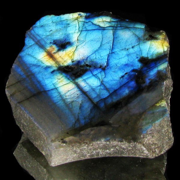 123.6ct Flashy Peacock Color Labradorite Slab: Excellent and well colored; with treatment