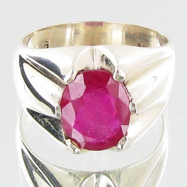 39.04ctw Mozambique Ruby Sterling Ring: Excellent well crafted piece; stone well cut/colored with treatment