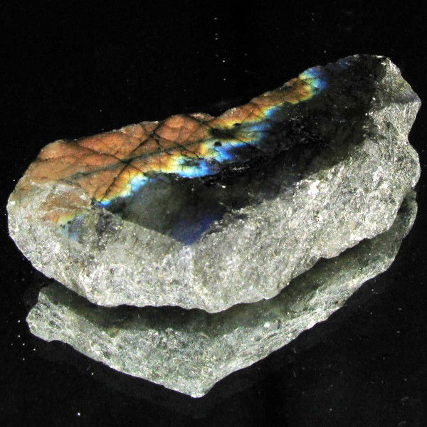 151.7ct Flashy Peacock Color Labradorite Slab: Excellent and well colored; with treatment