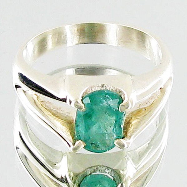 21.51ctw Colombian Emerald Sterling Ring: Excellent well crafted piece; stone well cut/colored with treatment