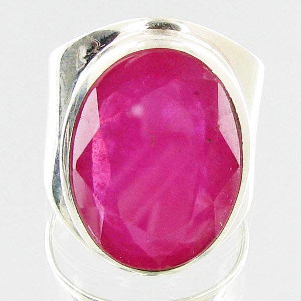 72.89ctw Mozambique Ruby Sterling Ring: Excellent well crafted piece; stone well cut/colored with treatment
