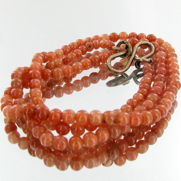 70ct Sunstone Beads Necklace: Excellent piece; well cut and colored; with treatment