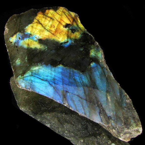 154.2ct Flashy Peacock Color Labradorite Slab: Excellent and well colored; with treatment