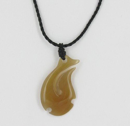 Rare White Buffalo Horn Hawaiian Fishhook Choker: Rare white buffalo horn, pendant 2.25", choker 17"