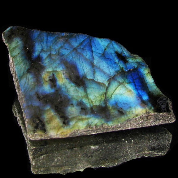 197.35ct Flashy Peacock Color Labradorite Slab: Excellent and well colored; with treatment