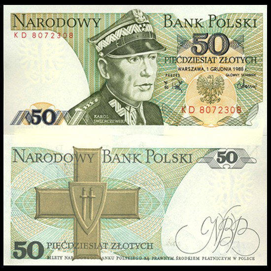 1986 Poland 50 Zlotych Crisp Unc Note: Scarce Soviet occupation issue crisp unc!