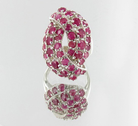 58twc Genuine Top Rich Red Ruby Sterling Ring: Excellent well crafted piece; stone well cut colored & with treatment