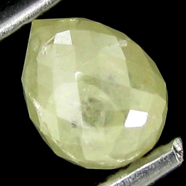 0.93ct Green White Diamond Briolette: Excellent specimen; well cut & colored; with treatment