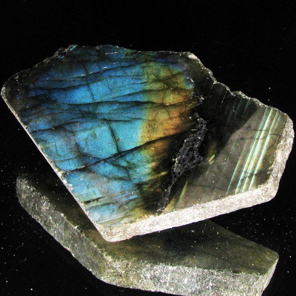 162.1ct Flashy Peacock Color Labradorite Slab: Excellent and well colored; with treatment