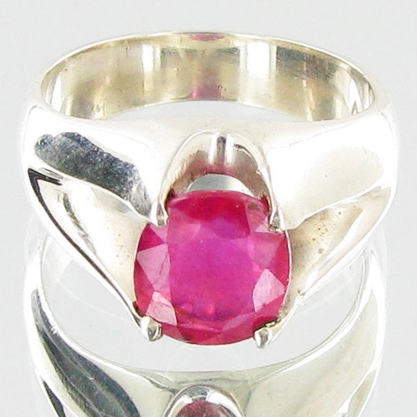 43.76ctw Mozambique Ruby Sterling Ring: Excellent well crafted piece; stone well cut/colored with treatment