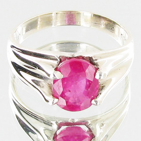 23.04twc Mozambique Ruby Sterling Ring: Excellent well crafted piece; stone well cut/colored with treatment