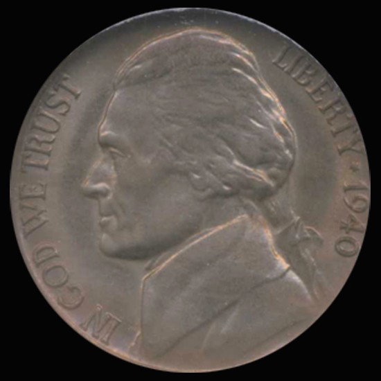 1940D Jeff 5c Graded GEM Rainbow Toned FULL STEPS: Graded MS70; looks at least MS66; $450 BV