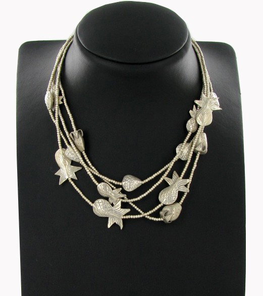 Sterling Silver Hilltribe Necklace: Excellent heavy sterling silver piece; handcrafted by Golden Triangle nomadic tribes; 70 grams;