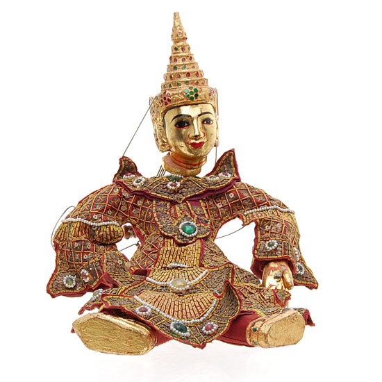 Vintage Burmese Marionette: Excellent vintage piece with original clothing and replaced/refurbished wood parts and string, 20"