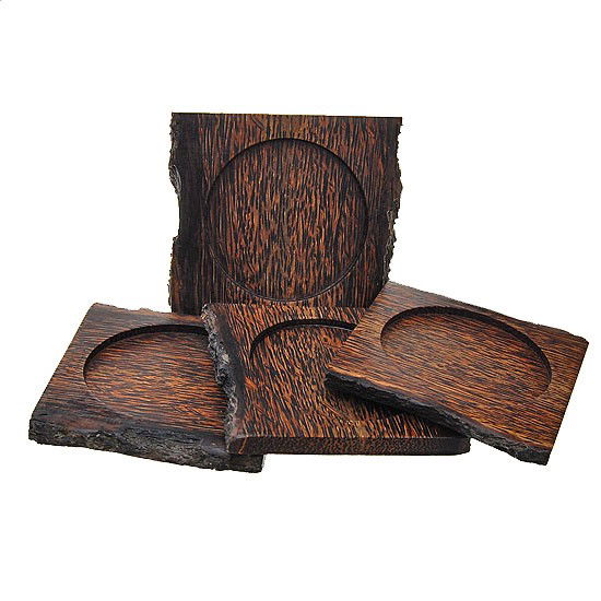 Handcrafted Sugar Palm Coaster Set: Beautifully handcrafted set of 4; 4"